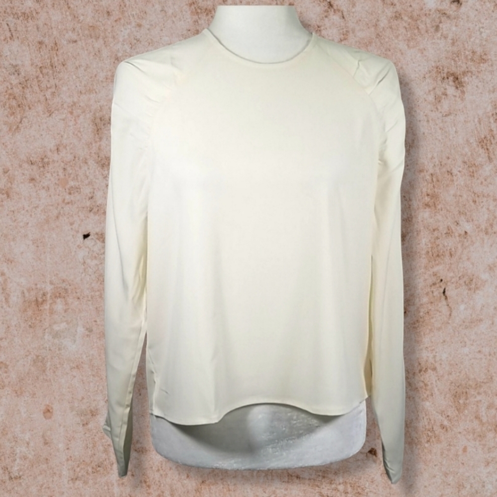 Oak + Fort Cream Blouse With Ruffled Shoulders